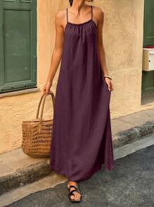 Selianne Fashionable Dress, Suitable For Vacation - Maroon - View 5