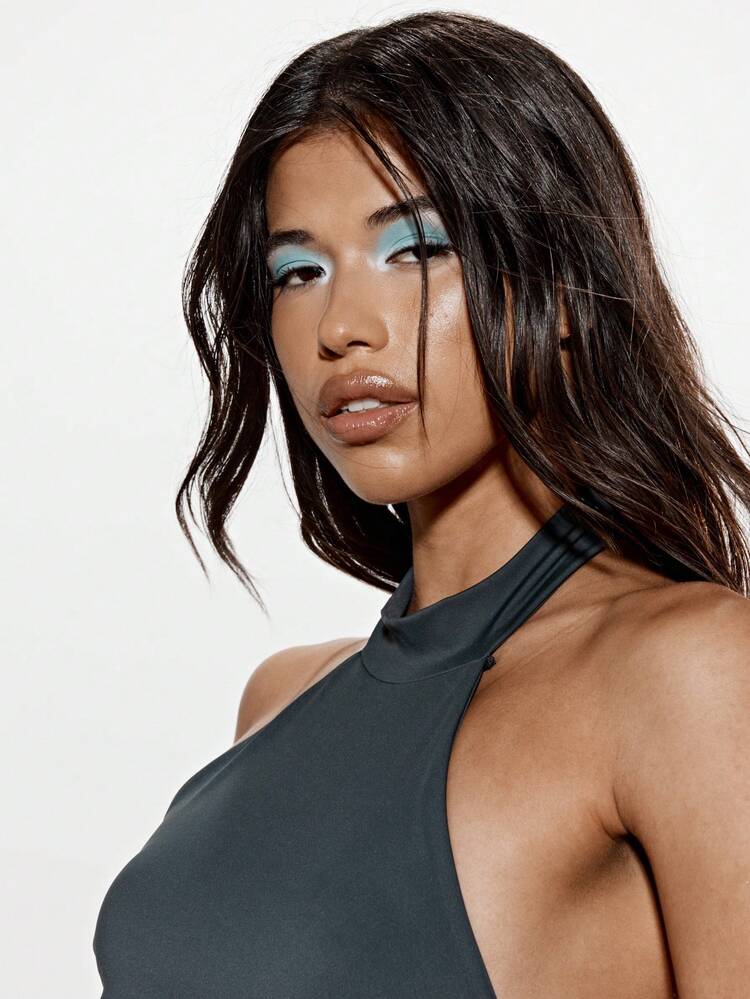 KIZN Halter Neck Ring Detail Crop Top Tank Sleeveless Summer Festival Club Party Fashion