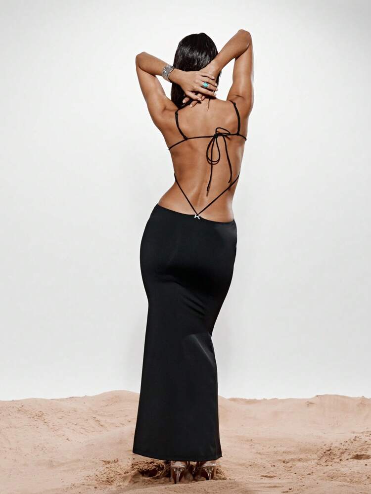 KIZN Spaghetti Strap Cutout Bodycon Maxi Dress