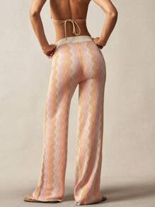 Bohemela Dames vakantie casual contrasterende visgraat gebreide broek