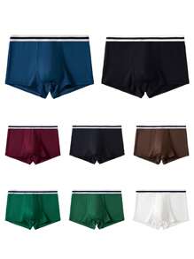 8pcs/Set Men Contrast Waistband Boxer Briefs - Multicolor - View 1