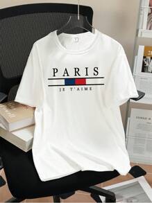 SHEIN Boys' White Minimalist Fashion Cool Gentleman Round Neck Short Sleeve T-Shirt - White - View 2