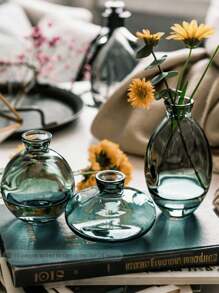 Set de 3 mini jarrones modernos (verde) - Perfectos para decoración del hogar, arreglos florales, fiestas y talla grande, decoración del hogar, jarrón de flores, centro de mesa, decoración de mesa