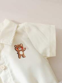 SHEIN Infant Boys' Casual Lightweight Long Sleeve Lapel Bodysuit, Summer - Apricot - View 6