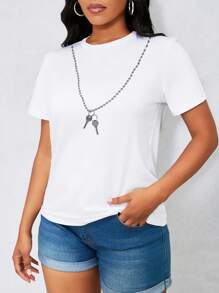 INAWLY Women's Plain Round Neck Short Sleeve Casual Loose T-Shirt