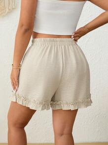SHEIN Frenchy 大码女式休闲舒适短裤 - 米色 - 查看 7