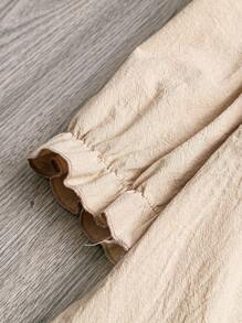 EMERY ROSE 女式短款圆领孔眼刺绣衬衫