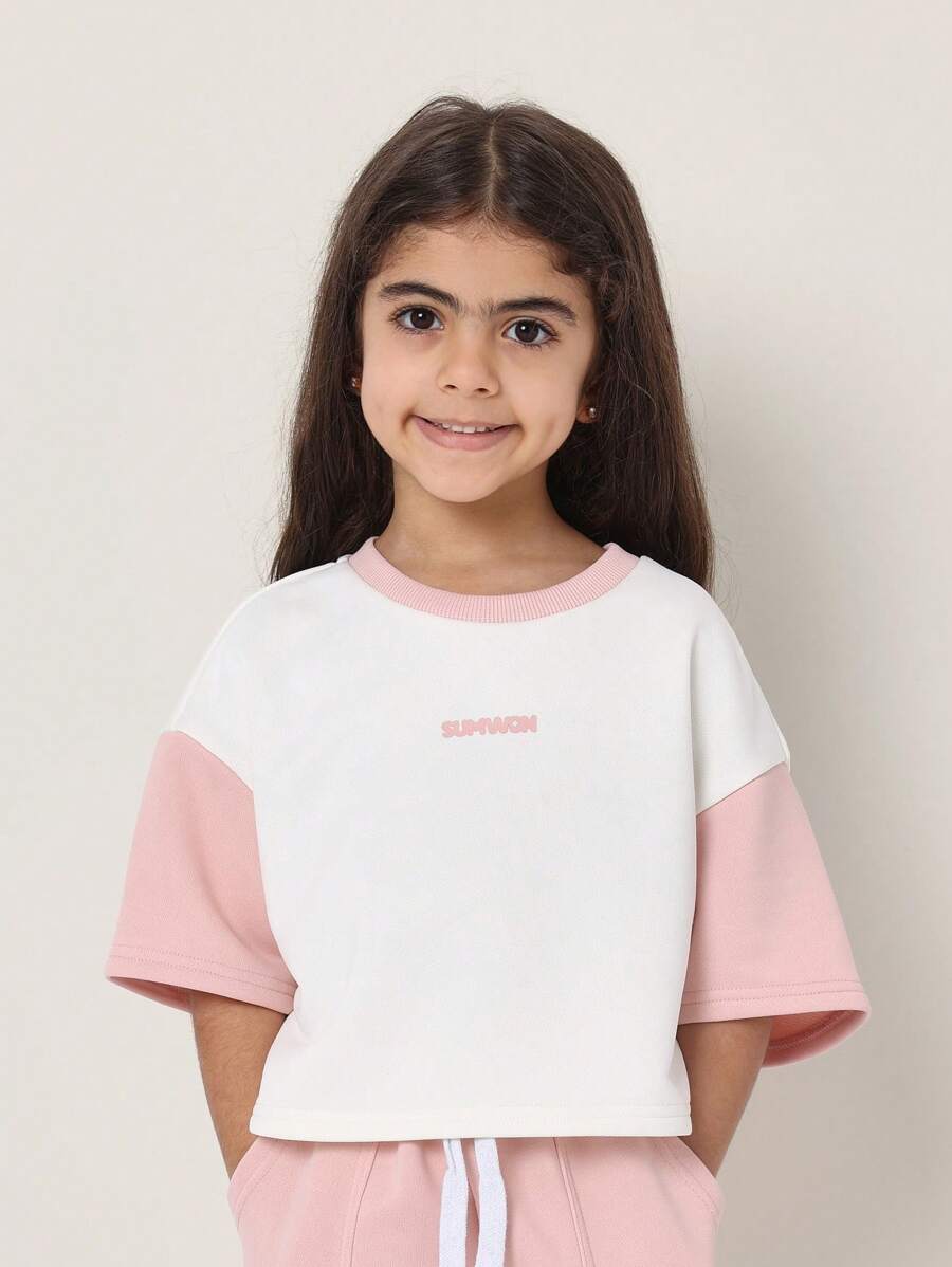 Sumwon Girls Crop T-Shirt Color Block Summer Casual Athletic Teen Short Sleeve Active Sport Training Top For School Spring - Multicolor - View 1