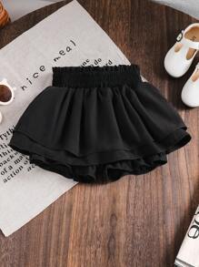 Young Girl' Cute Multilayer Ruffle Shorts, Spring/Summer Summer Holiday