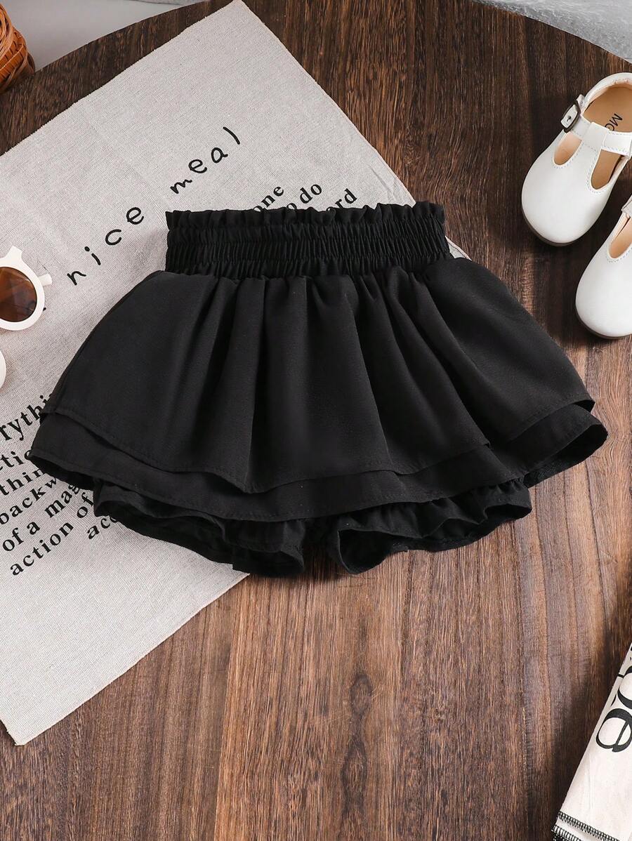 Young Girl' Cute Multilayer Ruffle Shorts, Spring/Summer Summer Holiday