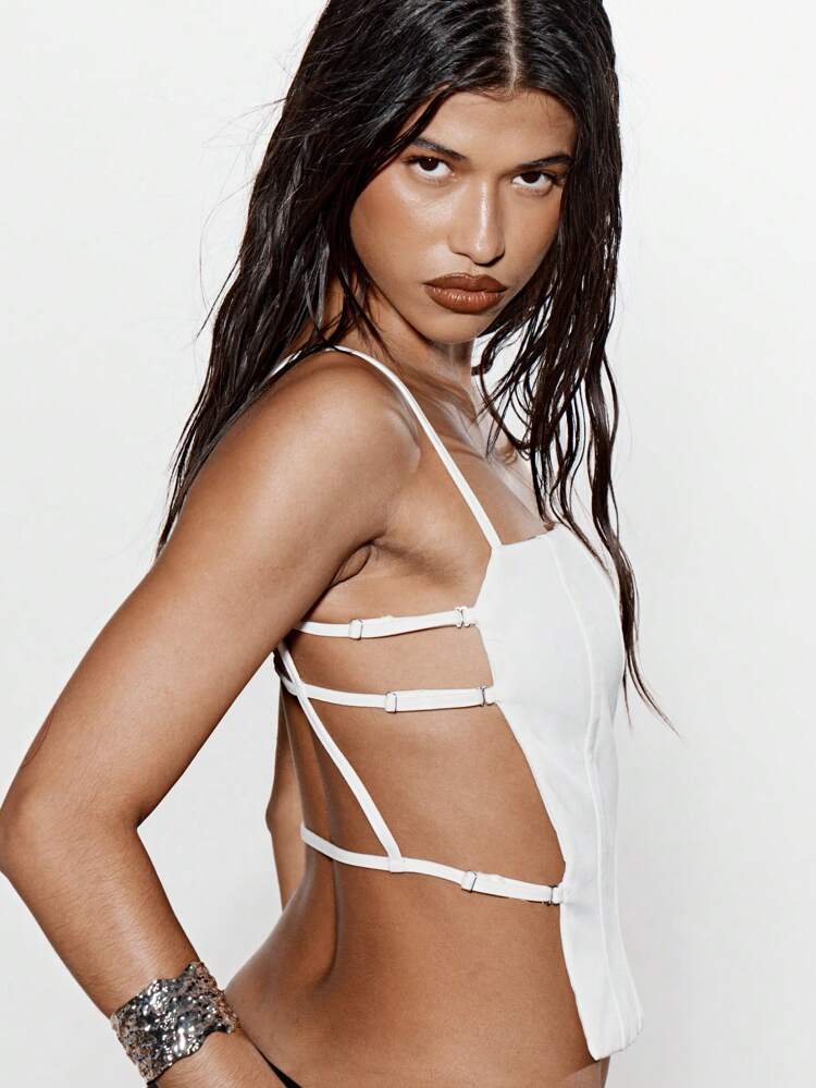 KIZN Tailored Corset Top With Side Straps