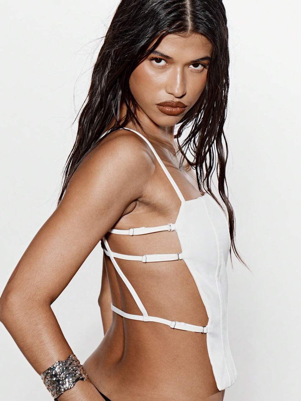 KIZN Tailored Corset Top With Side Straps
