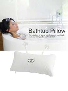 SHEIN Anti-Slip Non-Slip Bathtub Pillow Home Spa Bath Inflatable Cushion Head Neck Back Shoulders Rest Relax Suction Cup Bathroom Support(Inner Inflatable Bag) Bathroom Decor Summer - White - View 6