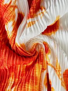 Soleia 女士度假风红色扎染花卉印花 A 字形系带领飘逸蝴蝶结夏季连衣裙，性感可爱，适合毕业季、婚礼季、圣诞节 - 黃色 - 查看 7