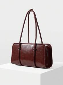 MOTF PREMIUM PU LEATHER DOUBLE HANDLE SHOULDER BAG - Red Violet - View 3