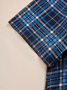 EverLounge Men's Plaid Short Sleeve And Pants Home Wear Set - Blue - View 6