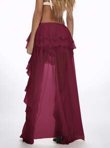 MISSGUIDED Western Ruffled Waterfall High Low Skirt Boho Maxi Festival Long Dress Beachwear Wedding Summer Fall Flowy Skirt High Waist Party Christmas