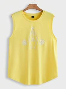 Manfinity LEGND Camiseta de tirantes casual de hombre con estampado de calavera, para verano