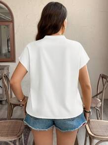 SHEIN LUNE Plus Size Women Figure Graphic Short Sleeve Blouse Western Wear Boho Bohemian 90s Festival Summer Going Out Spring Boho Old Money Easter Spring Beach