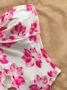 Soleia 新款扭纹下摆不对称露背沙滩音乐节夏季上衣，波西米亚风格，粉色印花针织女上衣 - 淺粉色 - 查看 3