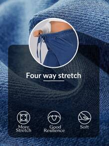 SHEIN Unity Pantalones vaqueros anchos con cintura elástica y cordón para mujer talla grande, para otoño y festivales - Azul - Ver 8