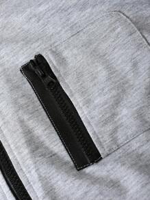 SHEIN Teen Boy Brand Simple & Cool Pure Gray Hoodie, Casual Sporty 2-In-1 Knitted Outfit For Autumn, School, Campus, College