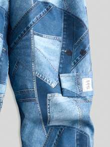 Tween Boys Casual All-Match Versatile American Sports Distressed Camouflage Cargo Pants + White Loose Fit LA Letter Print Round Neck T-Shirt 2 Pieces Outfit Set - Multicolor - View 4