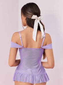 ROMWE Fairycore Ensemble robe et jupette sexy pour femme avec ourlet à volants et broderie florale délicate de fée de jardin