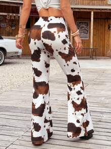 SHEIN EZwear Quần legging ống loe cạp cao nhuộm tie-dye thời trang thường ngày dành cho nữ cỡ lớn. - Nhiều màu - Xem 6