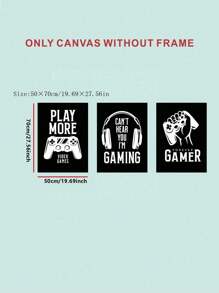 3pcs/Set Gamepad Pattern Unframed Painting, Modern Chemical Fiber Wall Art Painting For Home Wall Decor,Canvas,Poster - Black and White - View 3