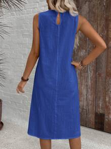 EMERY ROSE Casual Cotton Sleeveless Round Neck A-Line Dress For Summer White Dress,Summer Dresses For Women