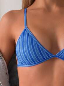 SHEIN Swim Women's Summer Beach Striped Sexy Bikini Top