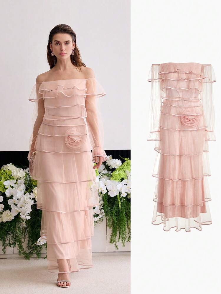MOTF Soiréza OFF SHOULDER LAYERED HEM DRESS