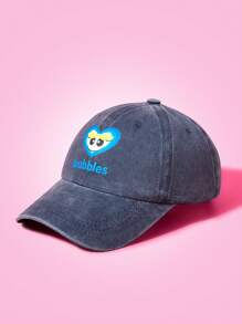 THE POWERPUFF GIRLS X SHEIN Fashionable Casual Bubbles Pattern Washed Baseball Cap - Navy Blue - View 3