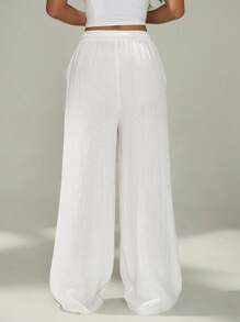 SHEIN PETITE Pantaloni larghi casual sciolti da donna in colore unito