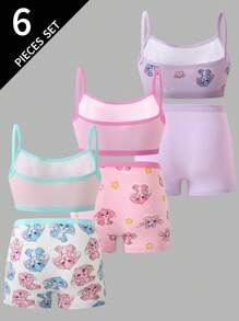 3 Sets Of Young Girl Cute Rabbit Print Cotton Underwear Set Back To School Fashion - Multicolor - View 2