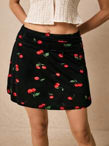 Poéselle Váy in họa tiết Cherry lãng mạn cho nữ, mùa hè - màu đen - Xem 2