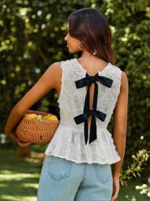 SHEIN VCAY Women's Summer Casual Solid Color Cutout Ruffle Hem Backless Tank Top,Music Festival,Streetwear,Tropical,Wedding Guest Top Women,Birthday Top For Women,Graduation Top,Concert Women,Beach