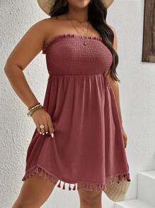 SHEIN VCAY Robe d'été tube à gaufrer avec franges