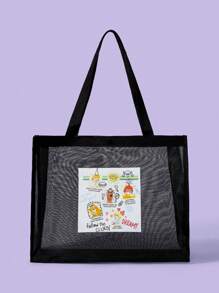 SCOOBY-DOO X SHEIN Cartoon Print Women's Large Capacity Tote Bag - Black - View 1