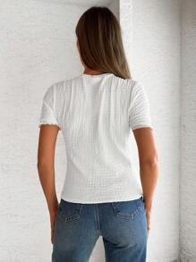 RueChic Top casual a girocollo con texture rotonda