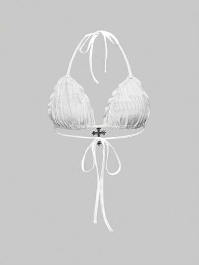 Goth Débardeur style camion décoration de strass imprimé avec croix gothique Y2K