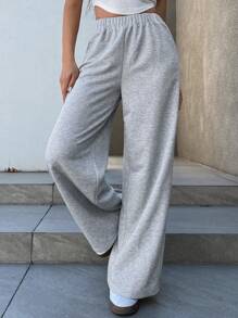 DAZY Women Drawstring Tie Leopard & Star Print Straight Casual Pants - Grey - View 2