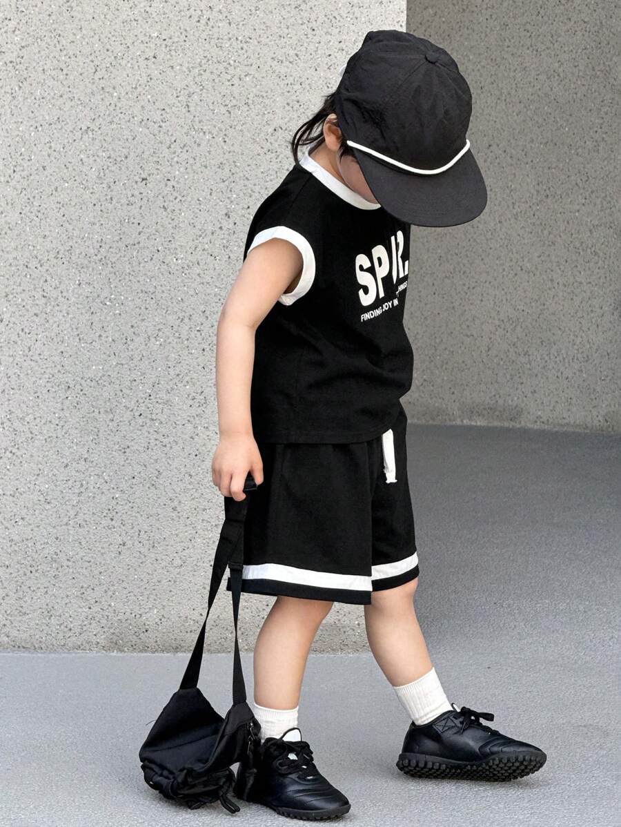 DAZY 2pcs/Set Toddler Boys Fall Outfit - Black - View 1