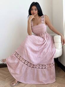 DAZY Summer Women Elegant Maxi Sundress Beach Vacation Dress,Back To School Clothes Floral Dresses For Women - Pink - View 1