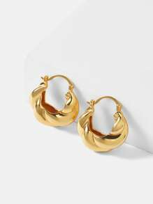 MOTF PREMIUM 18K GOLD PLATED VINTAGE FRENCH OX HORN HOOP EARRINGS