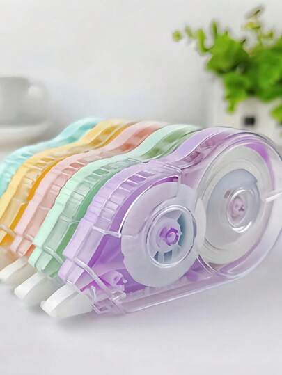 SHEIN Set de 5 cintas correctoras clásicas, aptas para estudiantes, en colores surtidos, con gran capacidad para corregir errores, de vuelta a la escuela
