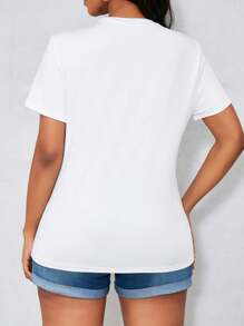 INAWLY Women's Plain Round Neck Short Sleeve Casual Loose T-Shirt