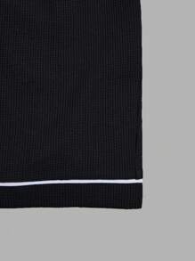 RueChic Ensemble de t-shirts réguliers pour hommes avec rayures et broderie de lettre détaillée