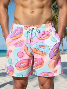 Manfinity Swimmode Manfinity Swimmode Men's Donut Printed Beach Shorts Men Swim Trunks, Hawaiian